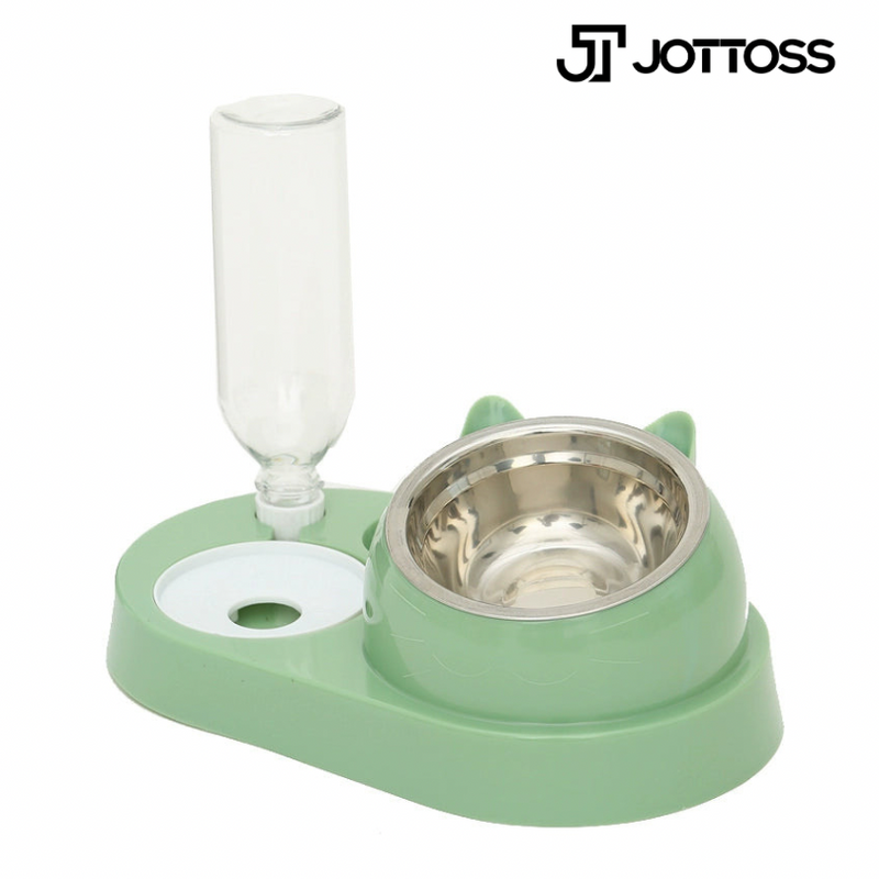 Tigela para gatos e cachorros - Tigelas duplas Bacia para comida de Proteção para gatinhos Coluna cervical Cão Bacia de arroz em aço inoxidável Água potável Integrada Anti-queda