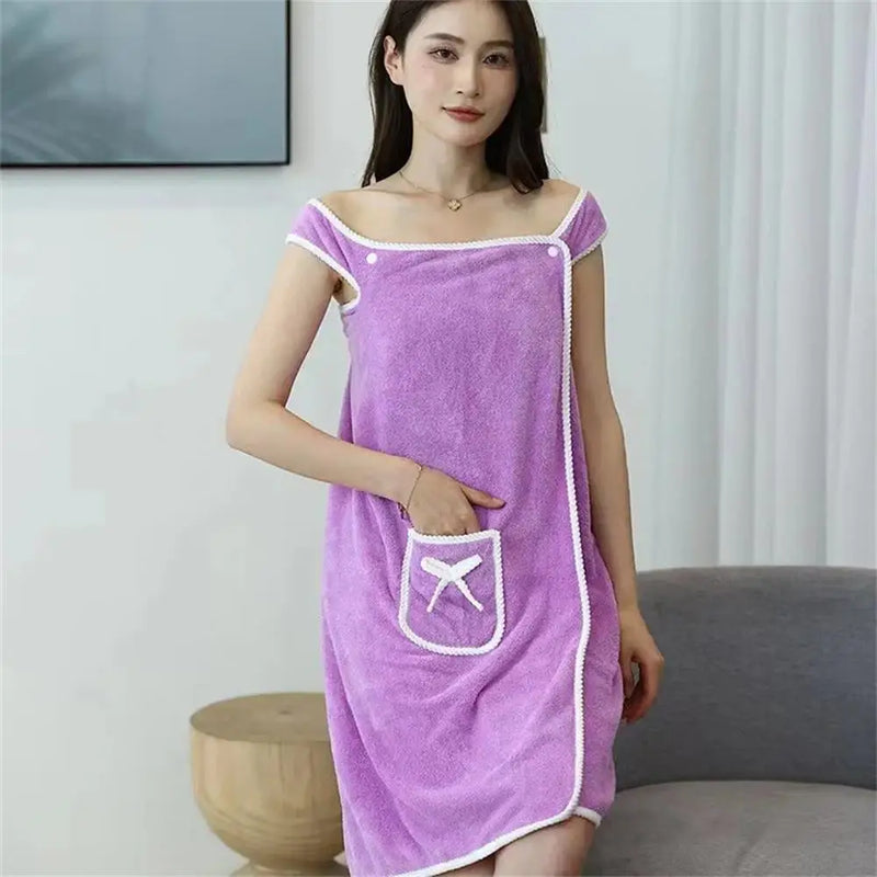 2024 Coral Velvet Bath Skirt Soft Absorbent Thickened with Edging Adult Women Chest Wrapped Wearable Bath Towel