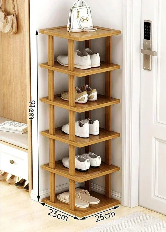 Rack Jottoss de sapatos simples de bambu, multicamadas, rack de armazenamento doméstico para sapatos, canto de parede, prateleira para sapatos, produtos para casa