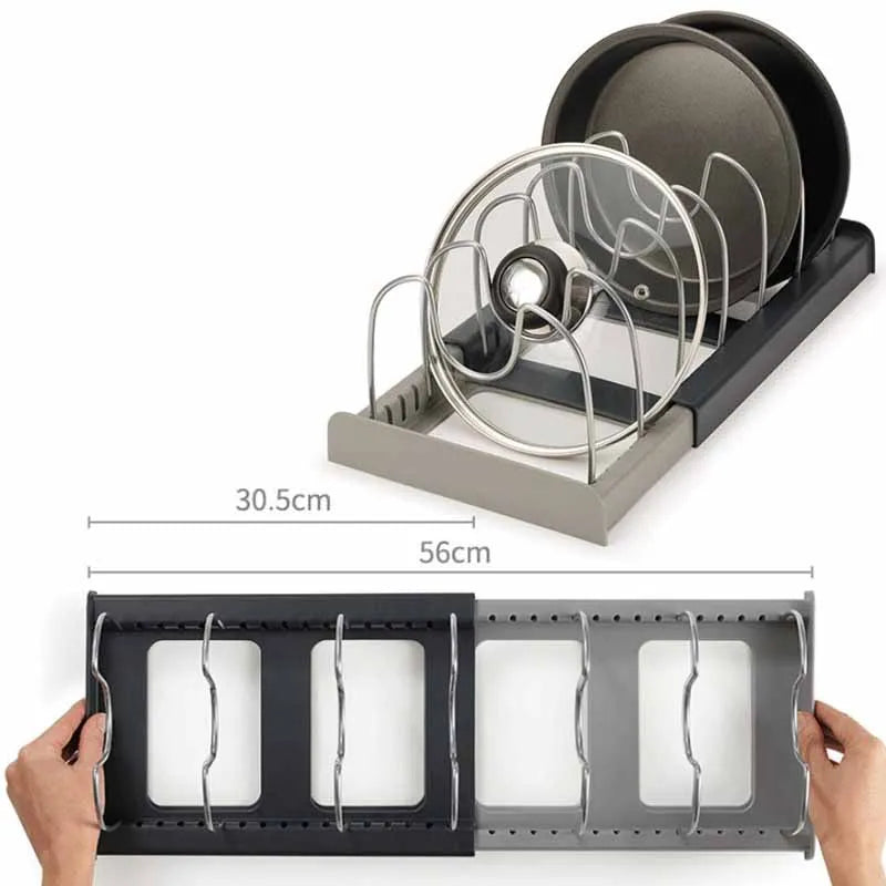 Acessórios de cozinha pote rack pan organizador de cozinha para armário de armazenamento titular panelas panelas tampa organizador rack