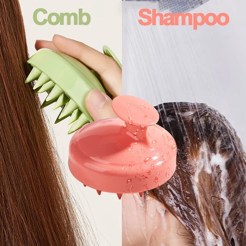 Scalp Massage Shampoo Brush for Hair Care Silicone Bath Brush Shampoo Shower Hair Comb Bath Ball Sponge Body Wash Bathroom Tool