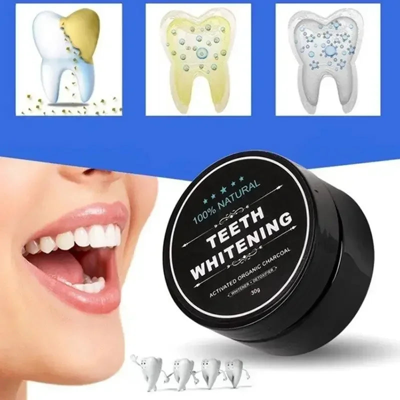 30g dentes branqueamento em pó carvão oral cuidado natural carvão ativado dental branqueador em pó higiene oral kit de branqueamento