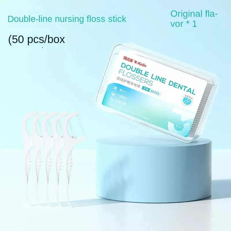 Dental Floss Stick Family Pack Ultra-fine Single Support High Tensile Portable Smooth Floss Box Tooth Floss Flosser Dental 50Pcs