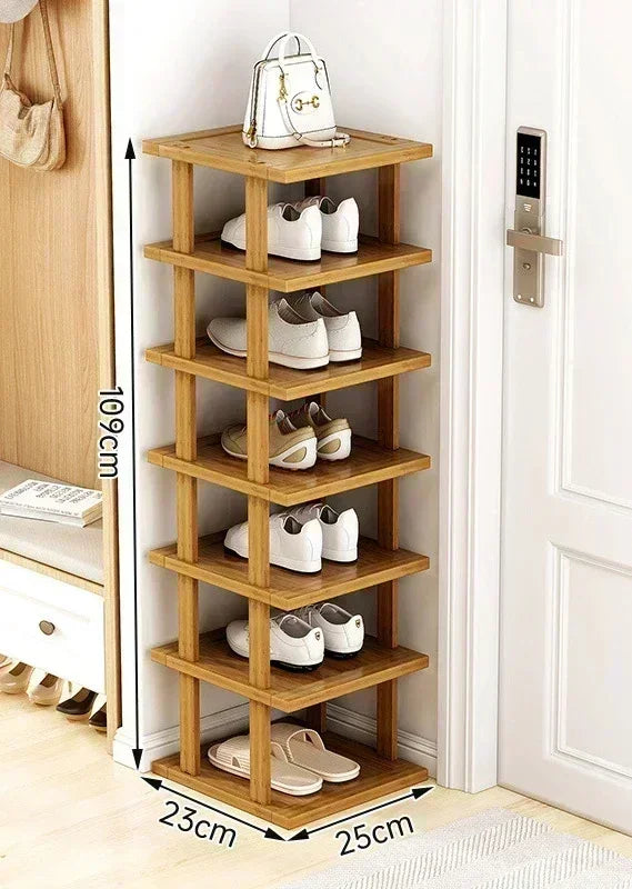 Rack Jottoss de sapatos simples de bambu, multicamadas, rack de armazenamento doméstico para sapatos, canto de parede, prateleira para sapatos, produtos para casa